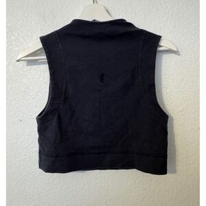 Free People FP Movement Ribbed Cropped Mock Neck Tank‎ Top Sleeveless Black